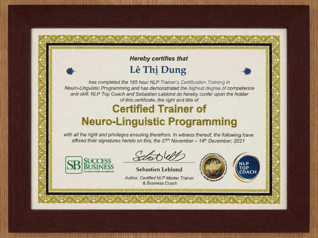 Chứng chỉ NLP Train the Trainer — NLP Top Coach
